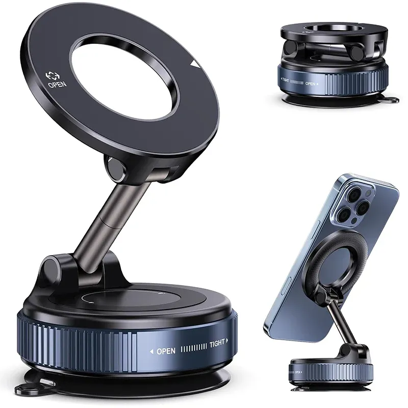 Support magnétique pour téléphone de voiture à ventouse sous vide, rotation à 360°