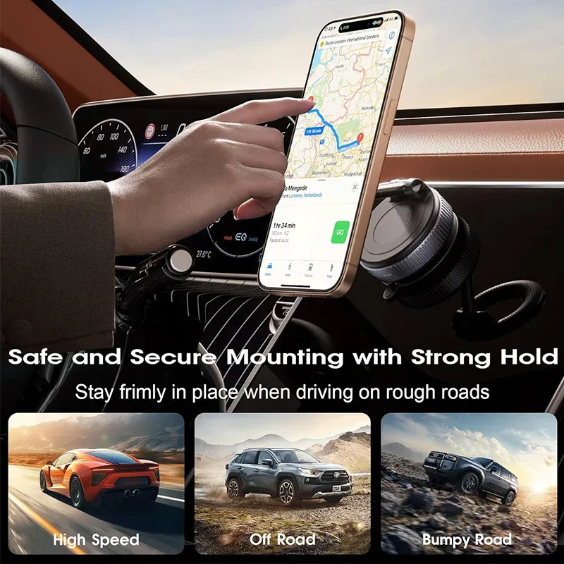 Support magnétique pour téléphone de voiture à ventouse sous vide, rotation à 360° 3