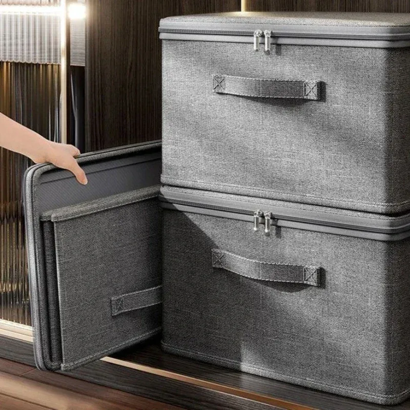 Boîte de rangement pliable, organisateur portable en tissu, conteneur de rangement pliable pour vêtements à roulettes pour l'organisation de la maison, lot de 3 - Image 1