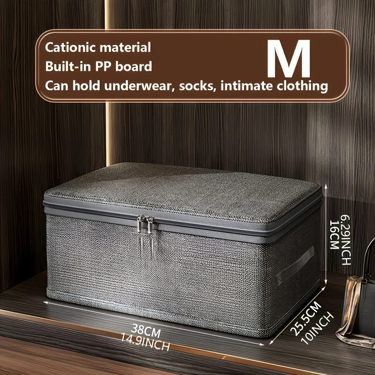 Boîte de rangement pliable, organisateur portable en tissu, conteneur de rangement pliable pour vêtements à roulettes pour l'organisation de la maison, lot de 3 9