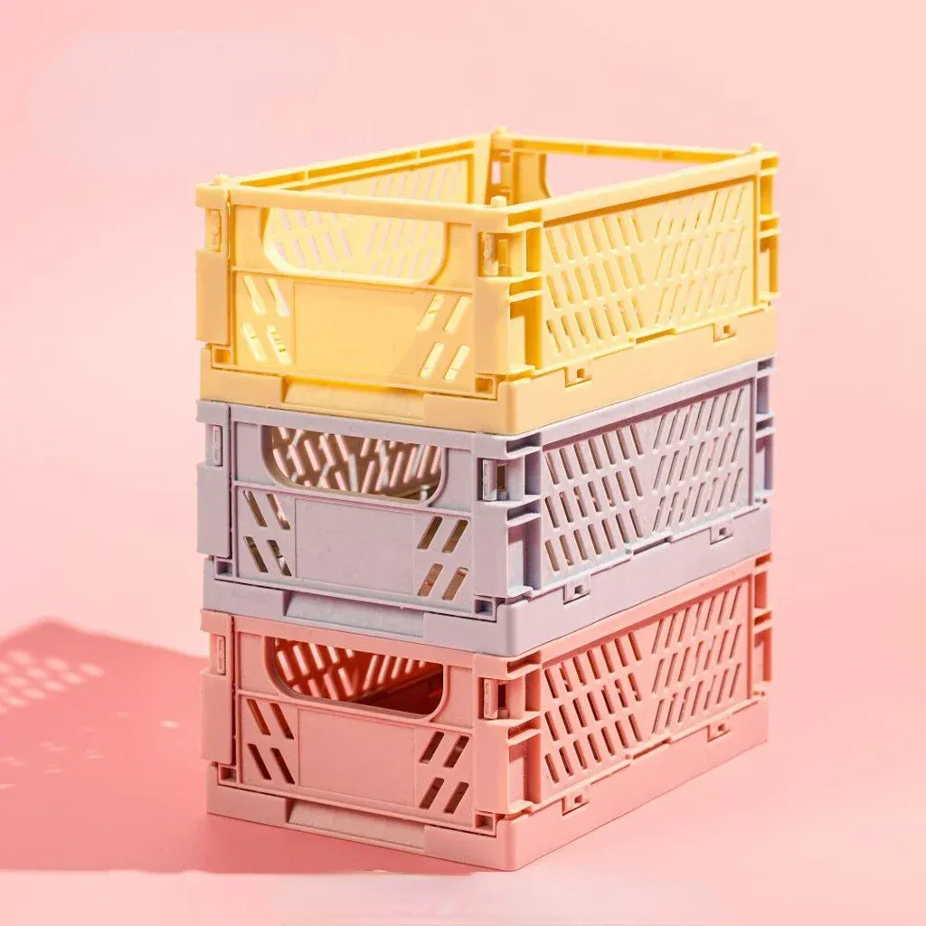 Boîte de rangement pliable en plastique, panier pliable empilable, organisateur portable pour maquillage, bijoux et jouets
