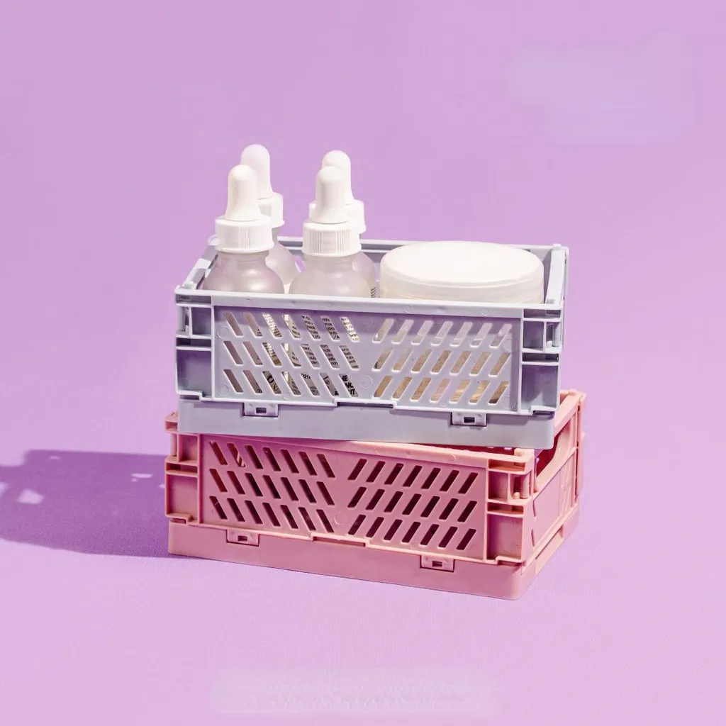 Caisse de rangement pliable en plastique, rangement en empilement