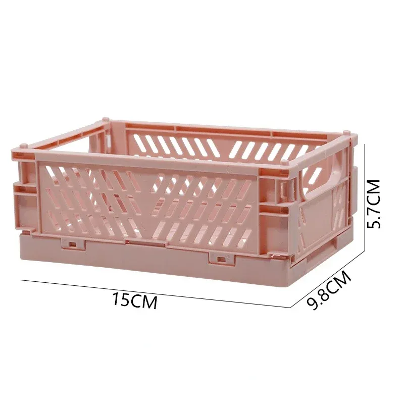 Boîte de rangement pliable en plastique, panier pliable empilable, organisateur portable pour maquillage, bijoux et jouets 14