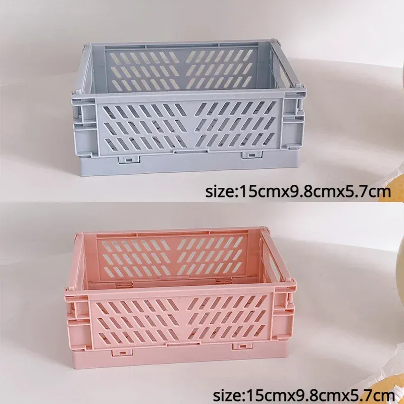 Boîte de rangement pliable en plastique, panier pliable empilable, organisateur portable pour maquillage, bijoux et jouets 23