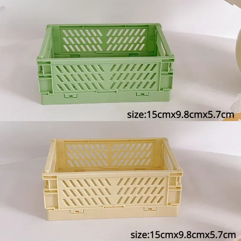 Boîte de rangement pliable en plastique, panier pliable empilable, organisateur portable pour maquillage, bijoux et jouets 12