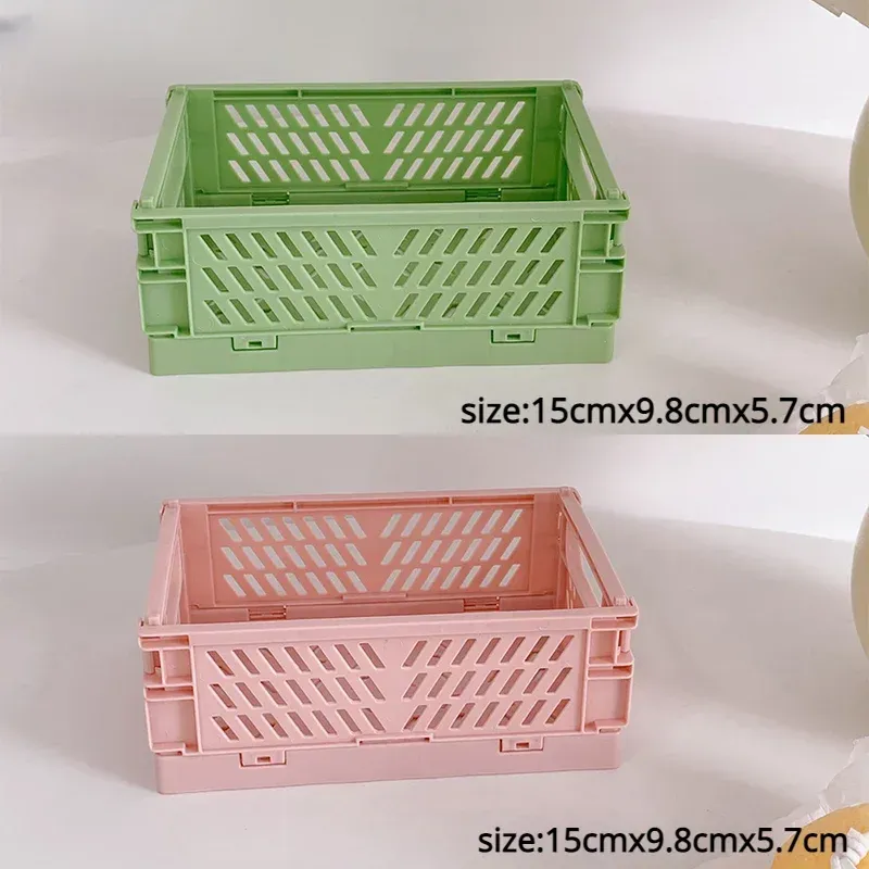 Boîte de rangement pliable en plastique, panier pliable empilable, organisateur portable pour maquillage, bijoux et jouets 9