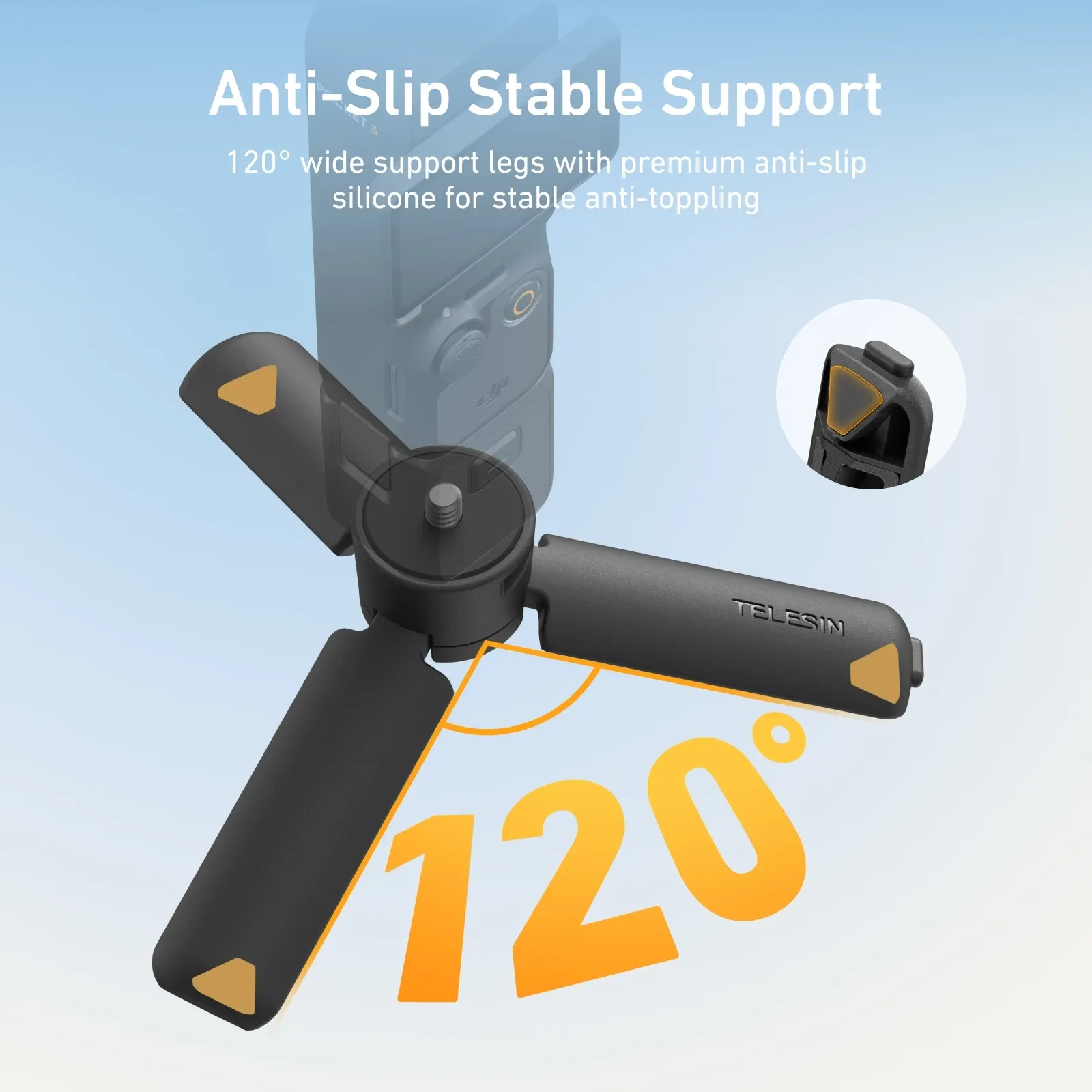 Poignée de trépied universelle à dégagement rapide TELESIN Mini pour caméra d'action GoPro, Insta360 et DJI Osmo, avec adaptateur à vis 1/4 5