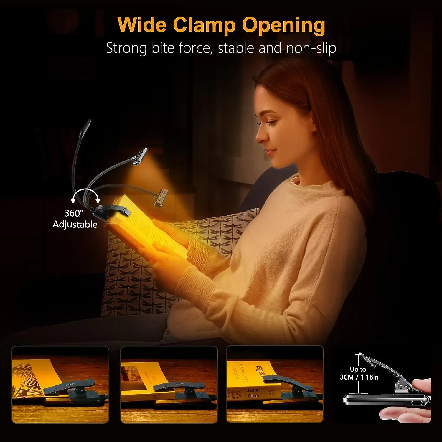 Lampe de lecture LED, ambiance lumineuse chaude