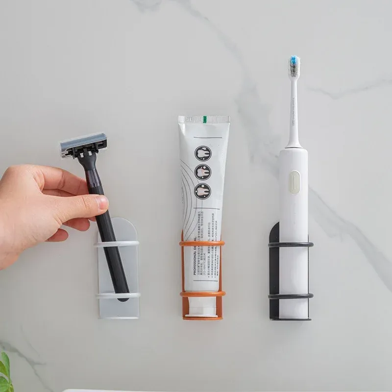 Support mural pour brosse à dents électrique sans perçage, étagère de rangement pour salle de bains 4