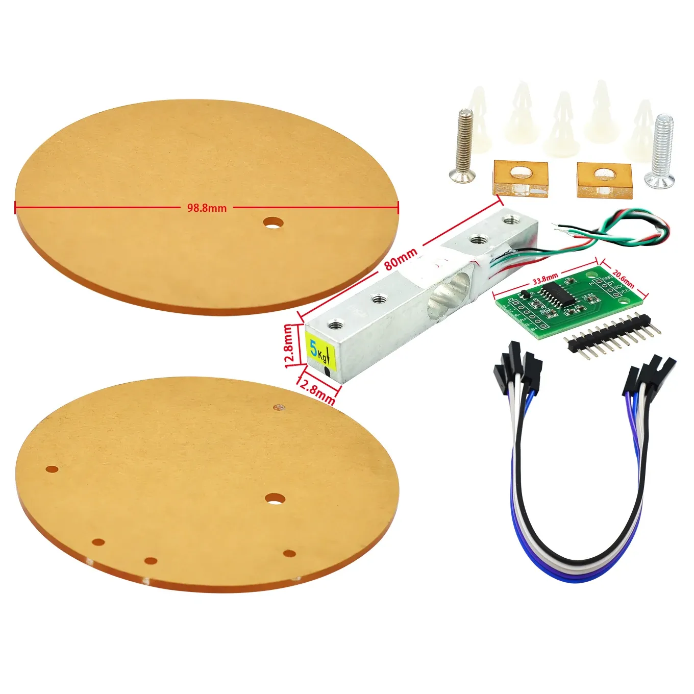 Module capteur de poids HX711 pour cellule de charge numérique, convertisseur AD, 5 kg / 10 kg, compatible Arduino 20