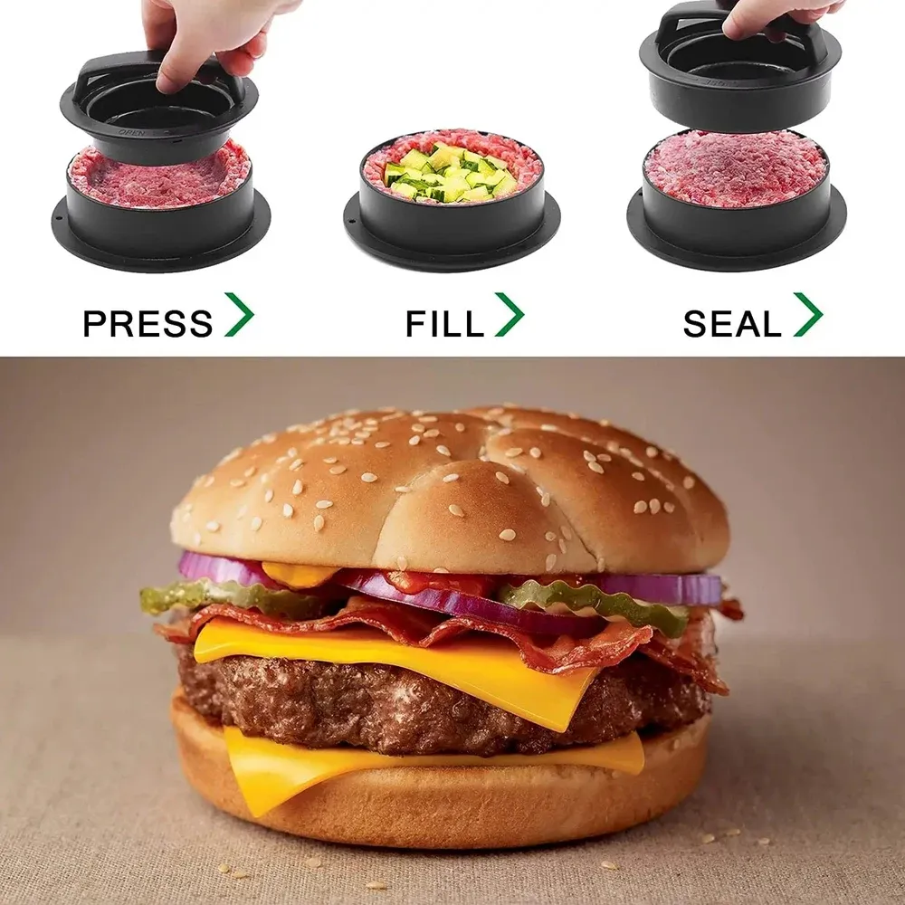 Préparation de burgers avec la presse