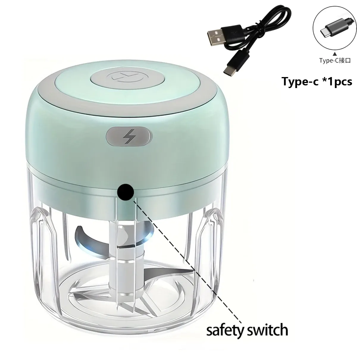 Mini hachoir électrique à ail 100 ml/250 ml, broyeur USB rechargeable avec batterie lithium puissante, hachoir à viande facile 11