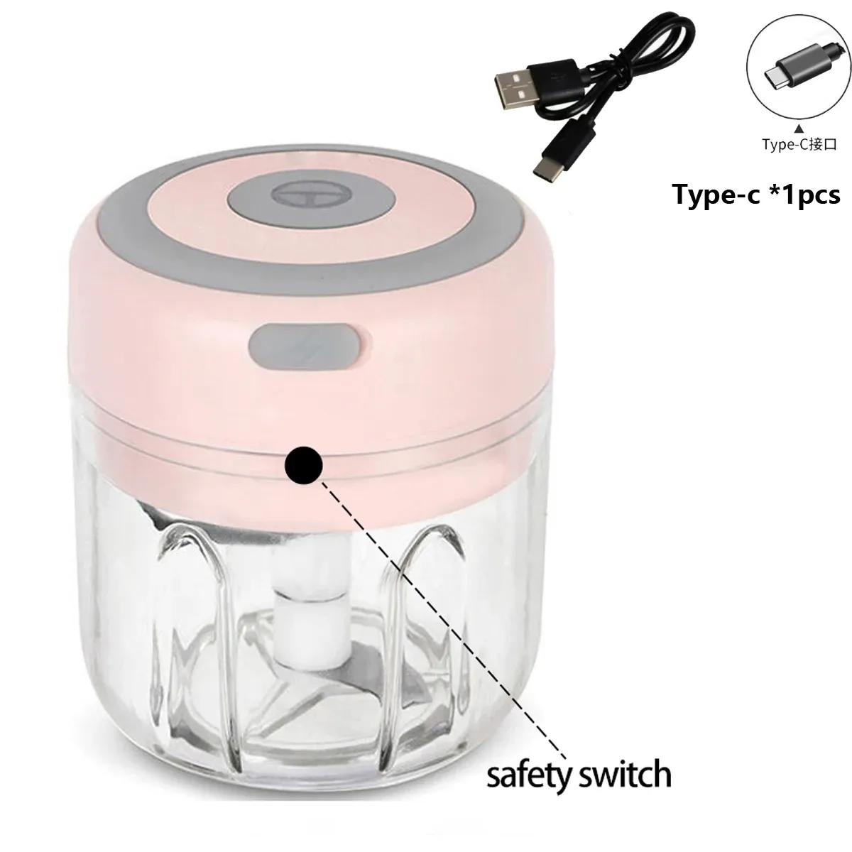 Mini hachoir électrique à ail 100 ml/250 ml, broyeur USB rechargeable avec batterie lithium puissante, hachoir à viande facile 12