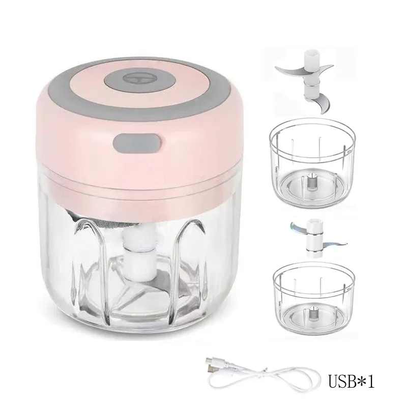Mini hachoir électrique à ail 100 ml/250 ml, broyeur USB rechargeable avec batterie lithium puissante, hachoir à viande facile 15