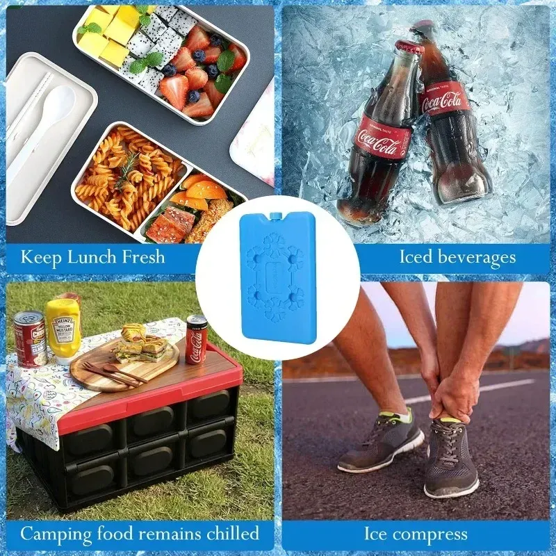 Bloc réfrigérant portable et réutilisable pour congélateur, pack de refroidissement longue durée à remplir d'eau pour la conservation des aliments frais 5