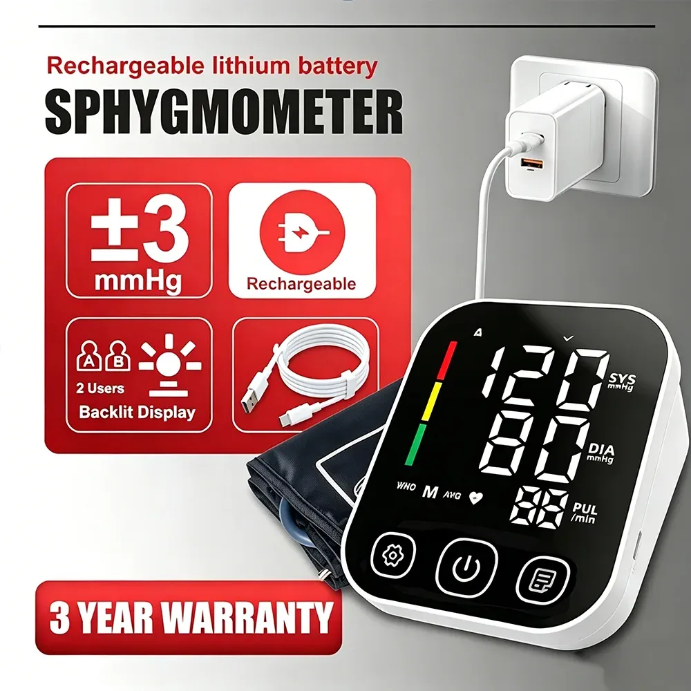 Tensiomètre numérique portable rechargeable pour le bras, avec détection automatique de l'arythmie 6