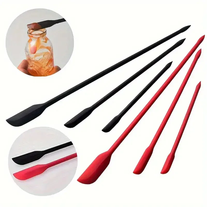 Lot de 3 mini spatules en silicone résistantes à la chaleur, de tailles variées, idéales pour bocaux et bouteilles, pour la cuisine, la pâtisserie et les usages cosmétiques