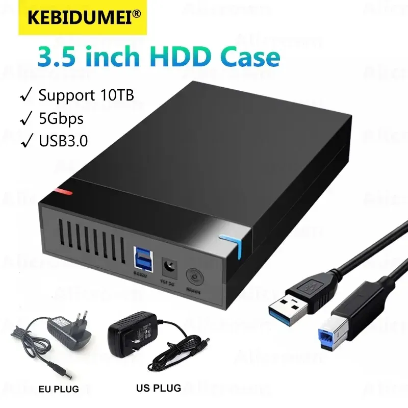 Boîtier HDD 3,5 pouces SATA vers USB 3.0 pour disque dur externe, haute vitesse, compatible PC et portable 1