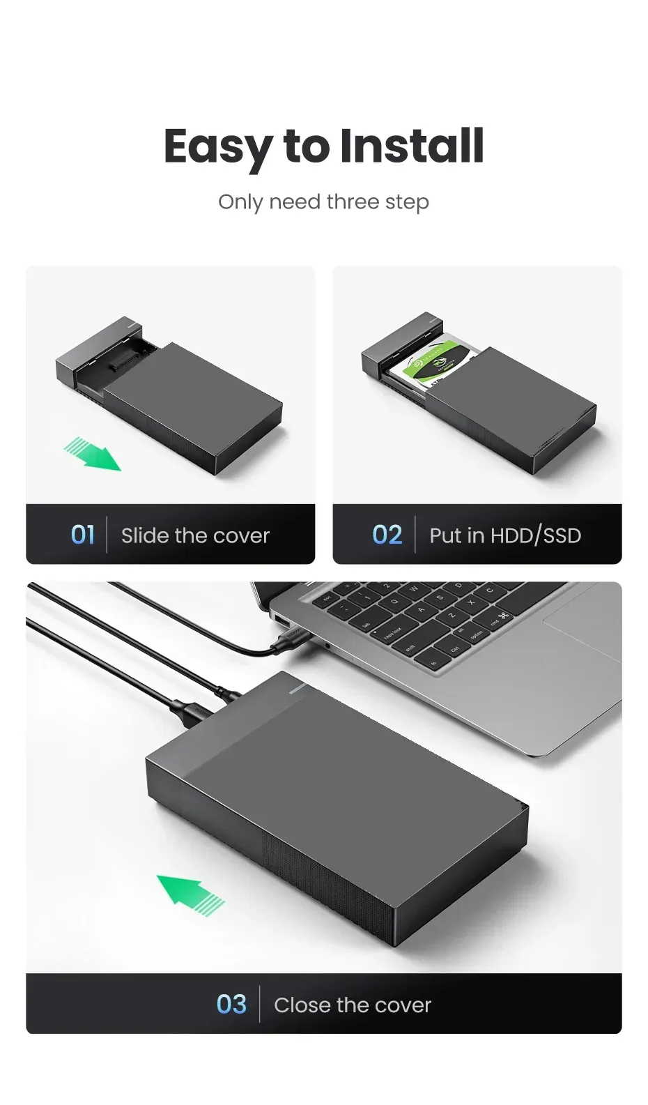 Boîtier HDD en situation