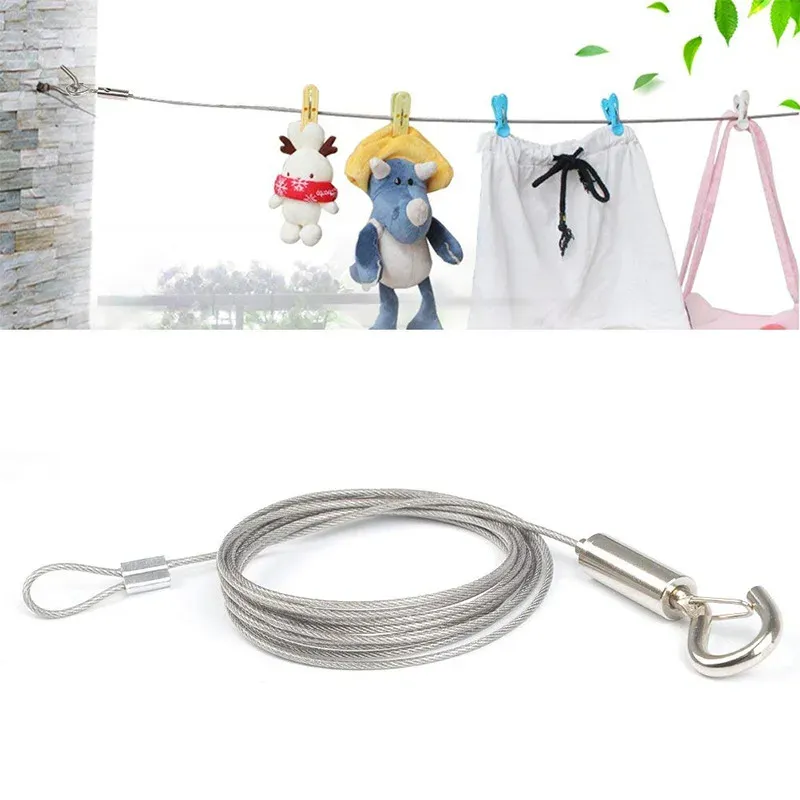 Crochet à ressort réglable pour câble en acier inoxydable, système de suspension pour corde à linge et cadres 2