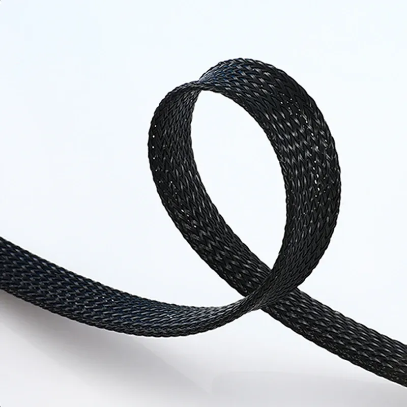 Gaine tressée isolante noire 1/5/10 m, 6/8/10/30 mm, en PET serré pour protection de câbles, tube en nylon ignifuge 6