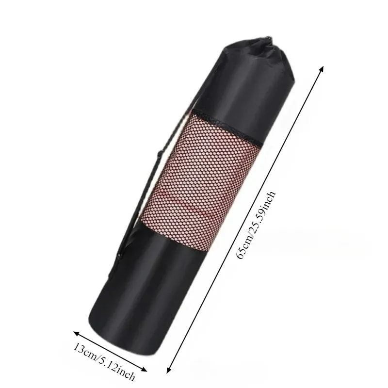 Sac de rangement en maille respirante pour tapis de yoga - Tissu Oxford durable, noir avec bandoulière, idéal pour un usage quotidien et pour le fitness 3