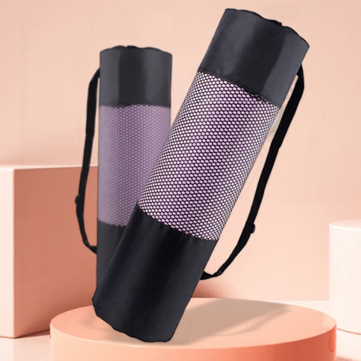 Sac de rangement en maille respirante pour tapis de yoga - Tissu Oxford durable, noir avec bandoulière, idéal pour un usage quotidien et pour le fitness 6