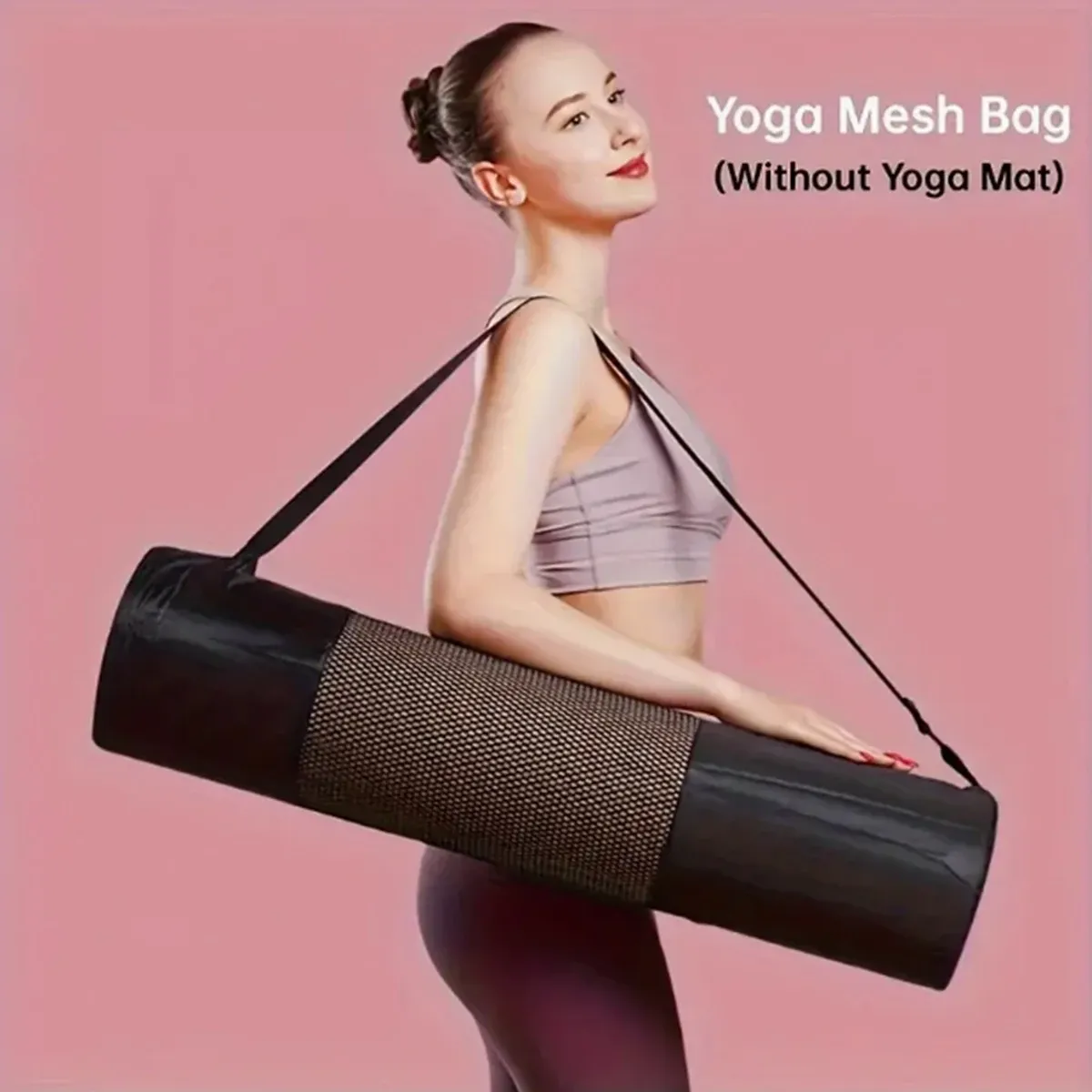 Sac de rangement en maille pour tapis de yoga, vue d'ensemble