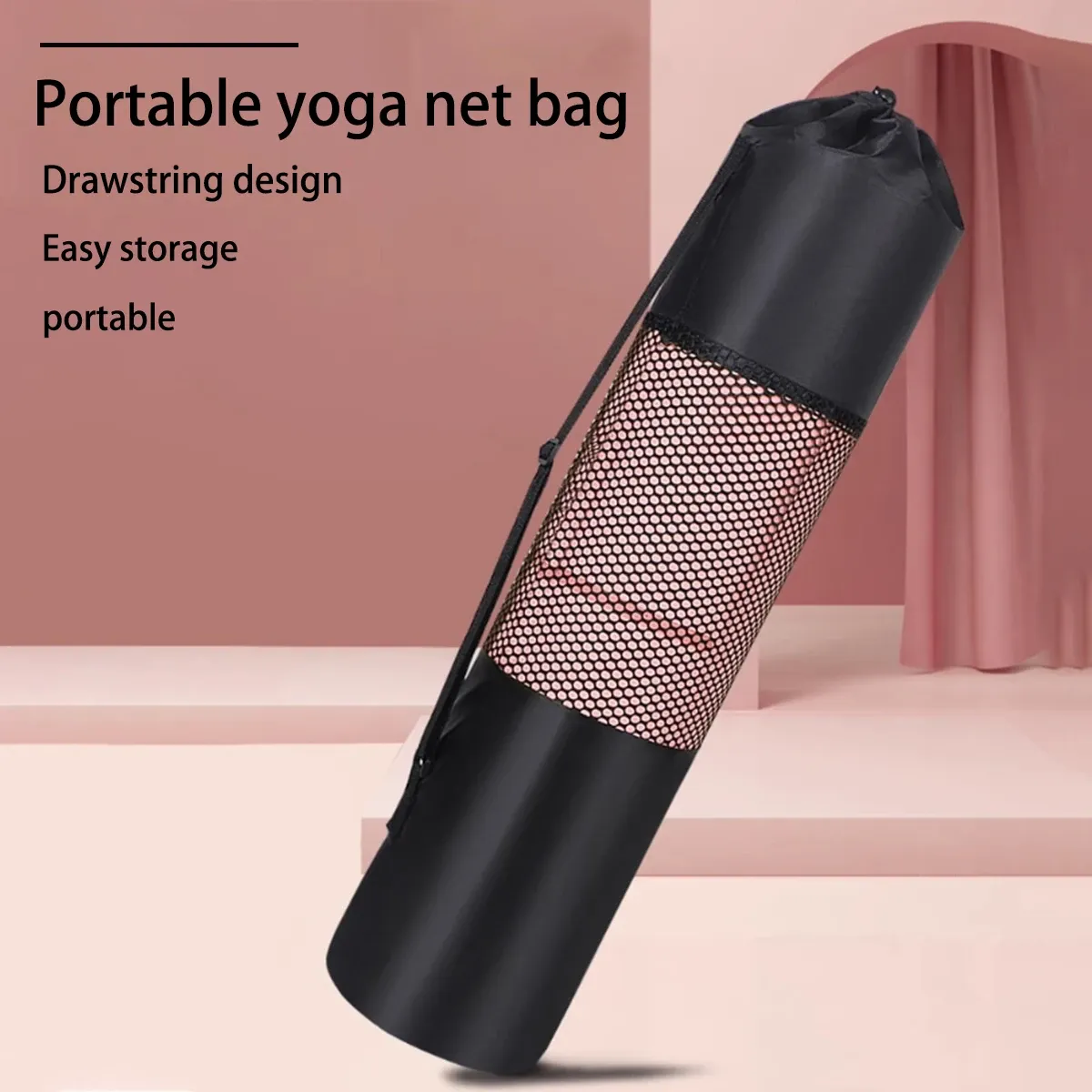 Sac de rangement en maille pour tapis de yoga, vue détaillée