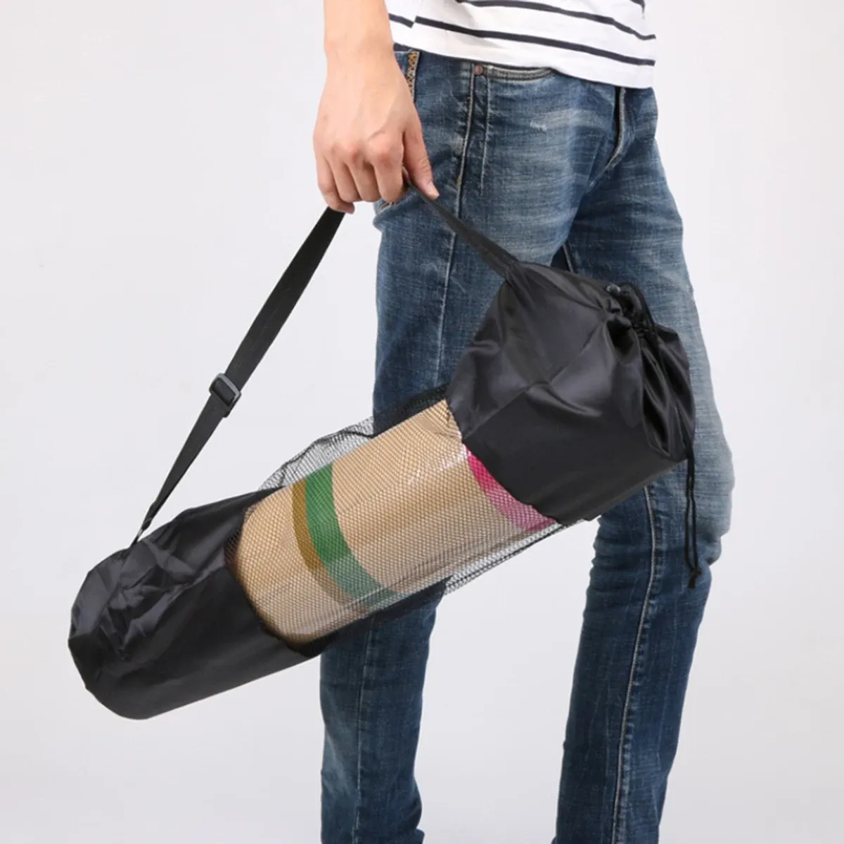 Sac de rangement en maille pour tapis de yoga, aperçu final