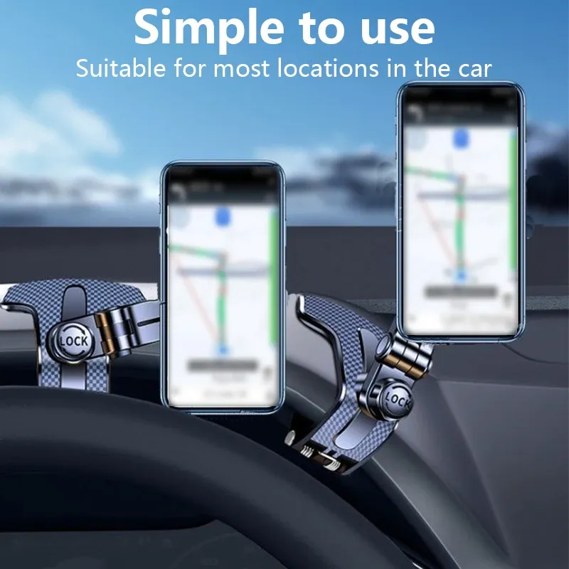 Support de voiture réglable multi-angle pour téléphone, fixation tableau de bord à rotation universelle, support de navigation mobile 2