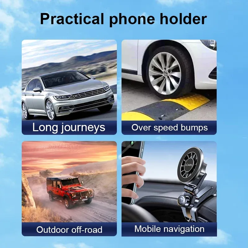 Support de voiture réglable multi-angle pour téléphone, fixation tableau de bord à rotation universelle, support de navigation mobile 4