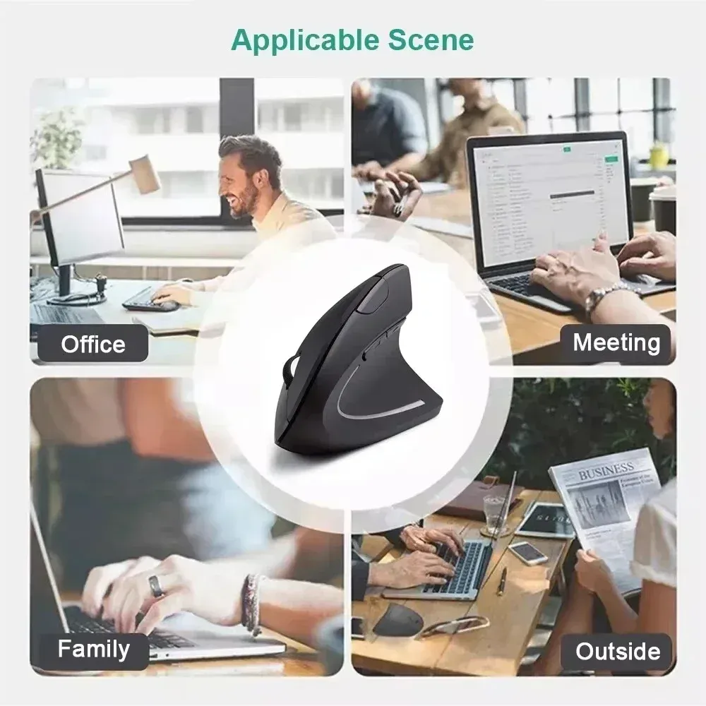 Souris verticale sans fil ergonomique, dans un espace de travail