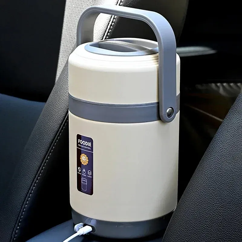 Boîte-repas chauffante électrique USB en acier inoxydable, bento isotherme avec maintien à 65 °C pour le bureau et l'école 4
