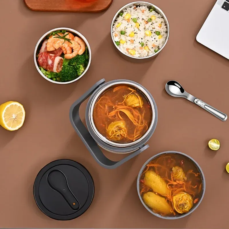 Boîte-repas chauffante électrique USB en acier inoxydable, bento isotherme avec maintien à 65 °C pour le bureau et l'école 6
