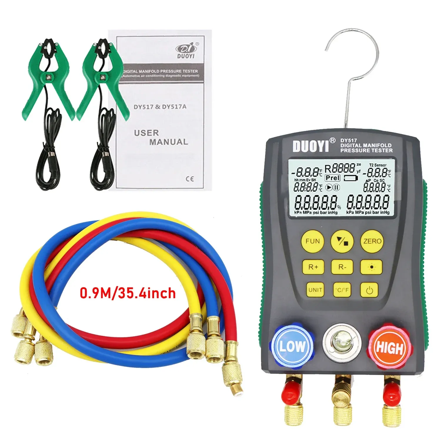 Manomètre numérique de réfrigération, thermomètre pour climatisation et kit multifonction de test de pression sous vide - Image 1