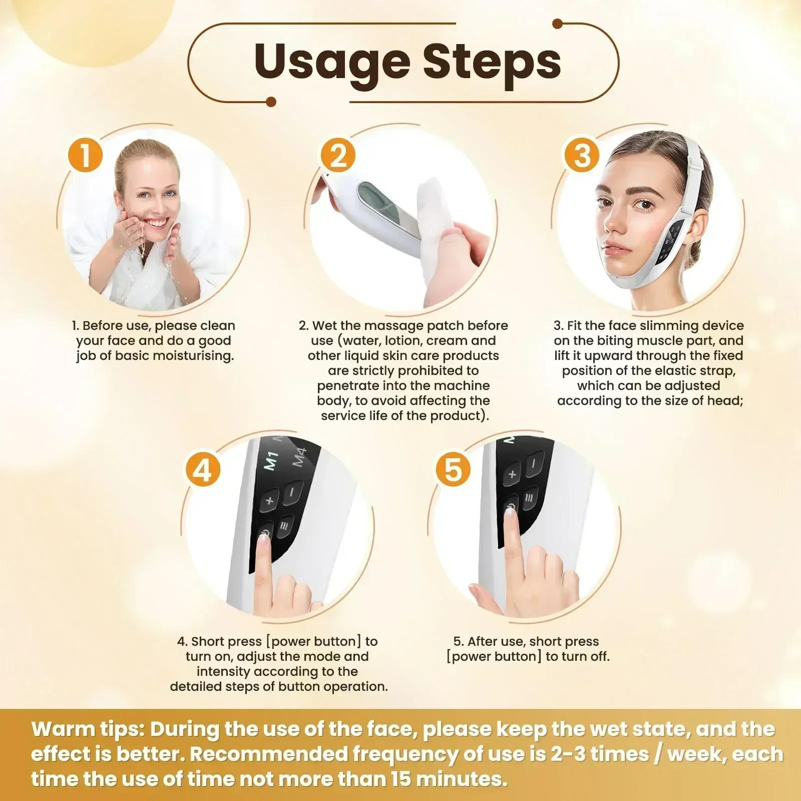Appareil de beauté électrique de lifting du visage, 6 modes et 8 niveaux d'intensité 6