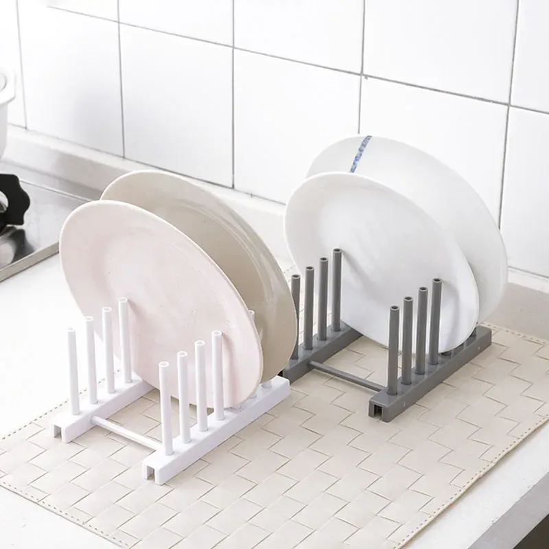 Égouttoir à vaisselle multifonctionnel à 2 niveaux pour assiettes, bols, couvercles et ustensiles, design compact 6