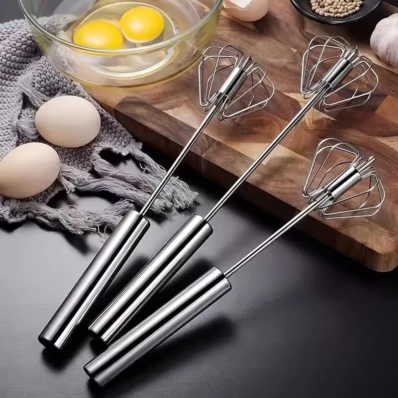 Batteur à œufs semi-automatique en acier inoxydable, durable, pour battre les œufs et la crème sans effort 5