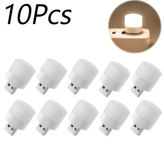 Veilleuse LED USB mini à prise, lampe de lecture ronde à protection des yeux, compatible batterie externe et chargeur USB (lot de 10/1 pièces) 8