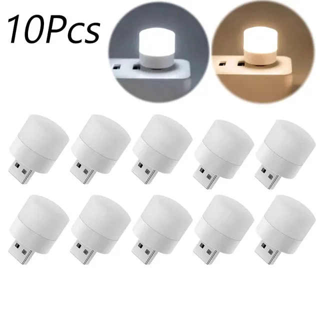Veilleuse LED USB mini à prise, lampe de lecture ronde à protection des yeux, compatible batterie externe et chargeur USB (lot de 10/1 pièces) 7