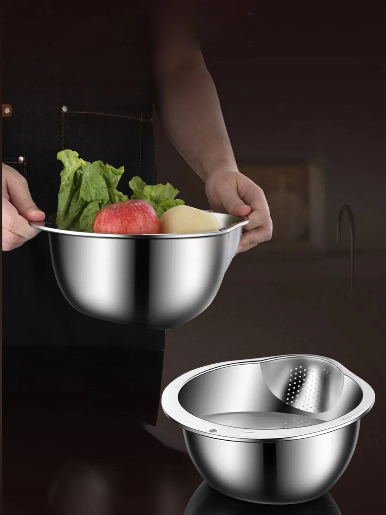 Détail du bol de lavage 2 en 1 pour évier de cuisine