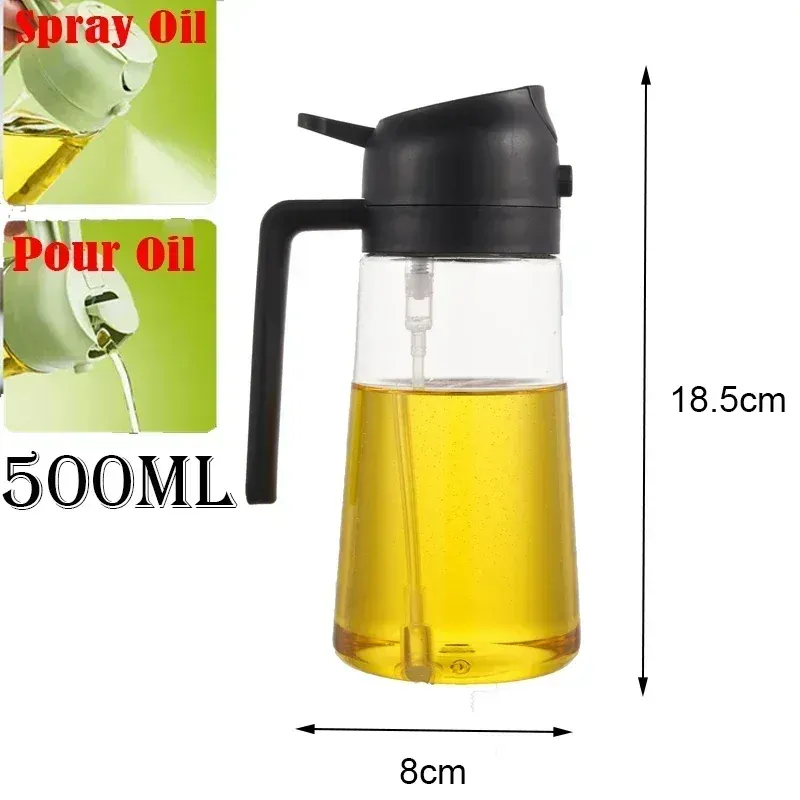 Bouteille vaporisatrice d'huile 2 en 1 en plastique, 500 ml 17