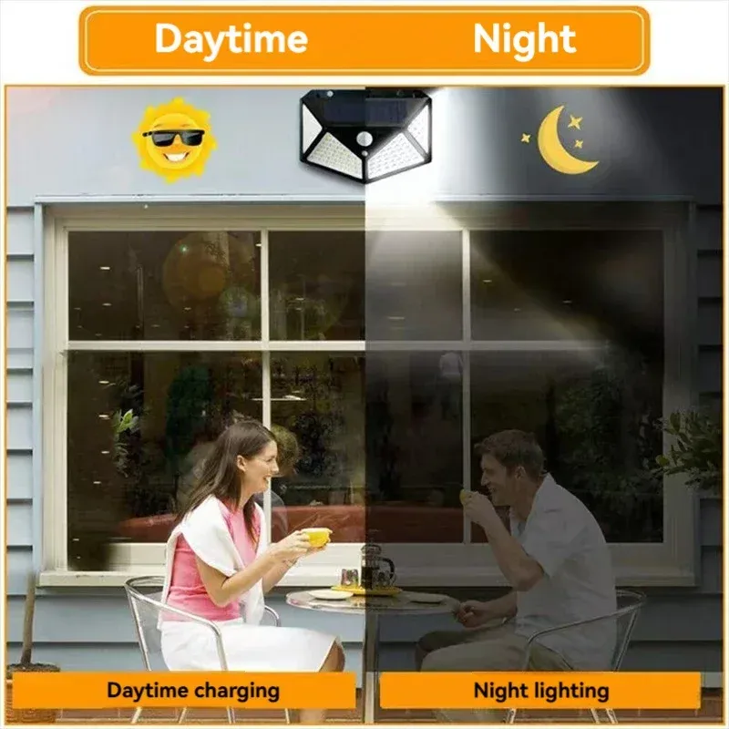 Lot de 1, 2, 4 ou 6 lampes solaires d'extérieur à 100 LED avec capteur de mouvement PIR pour décoration de jardin 5