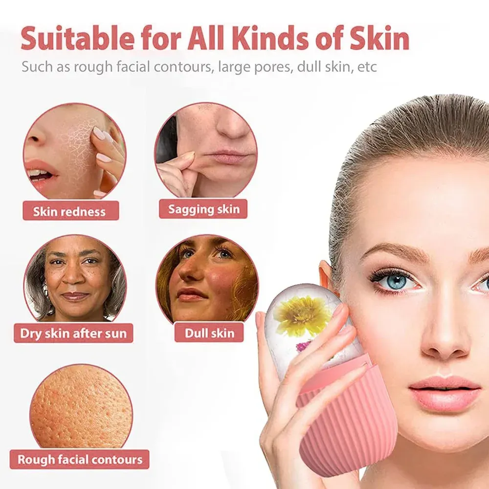 Ensemble de rouleaux de glace pour le visage 1, 2 ou 3 pièces, outils de massage GuaSha et contour du visage pour le soin de la peau 6