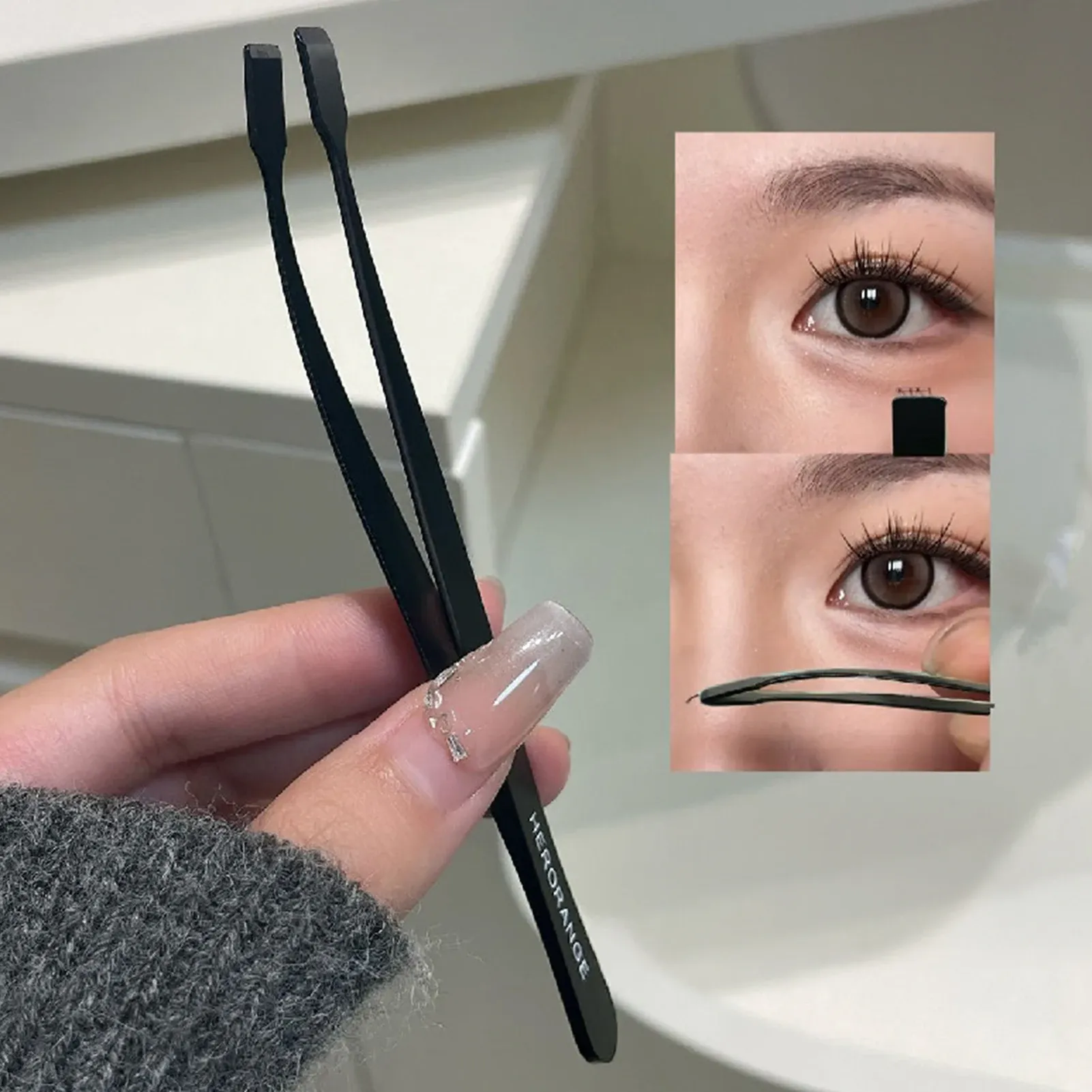 Pince à faux-cils inférieurs en acier inoxydable pour extensions de cils 4