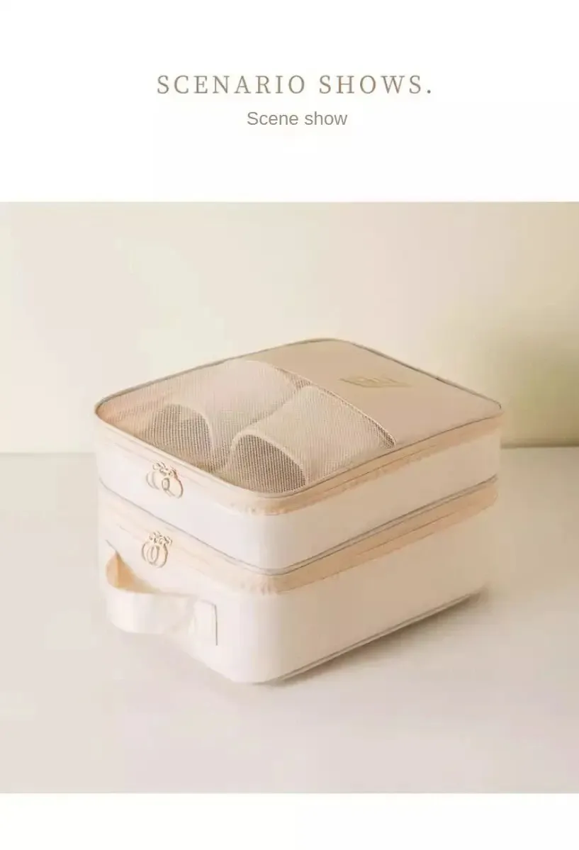 Sac à chaussures à trois couches, finition soignée