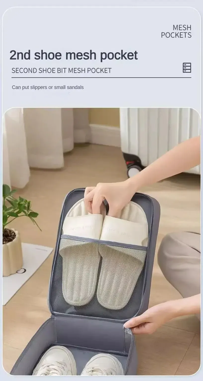 Sac à chaussures à trois couches, utilisation en voyage