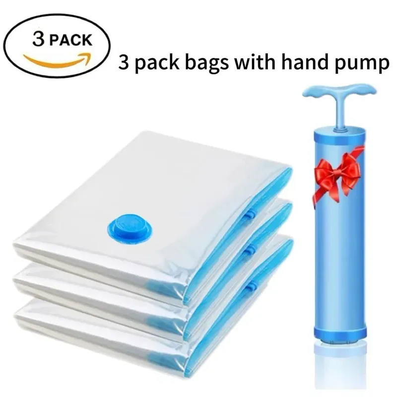 Sacs de rangement sous vide pour vêtements et literie, gain de place, lot de 3 à 5 pièces 8