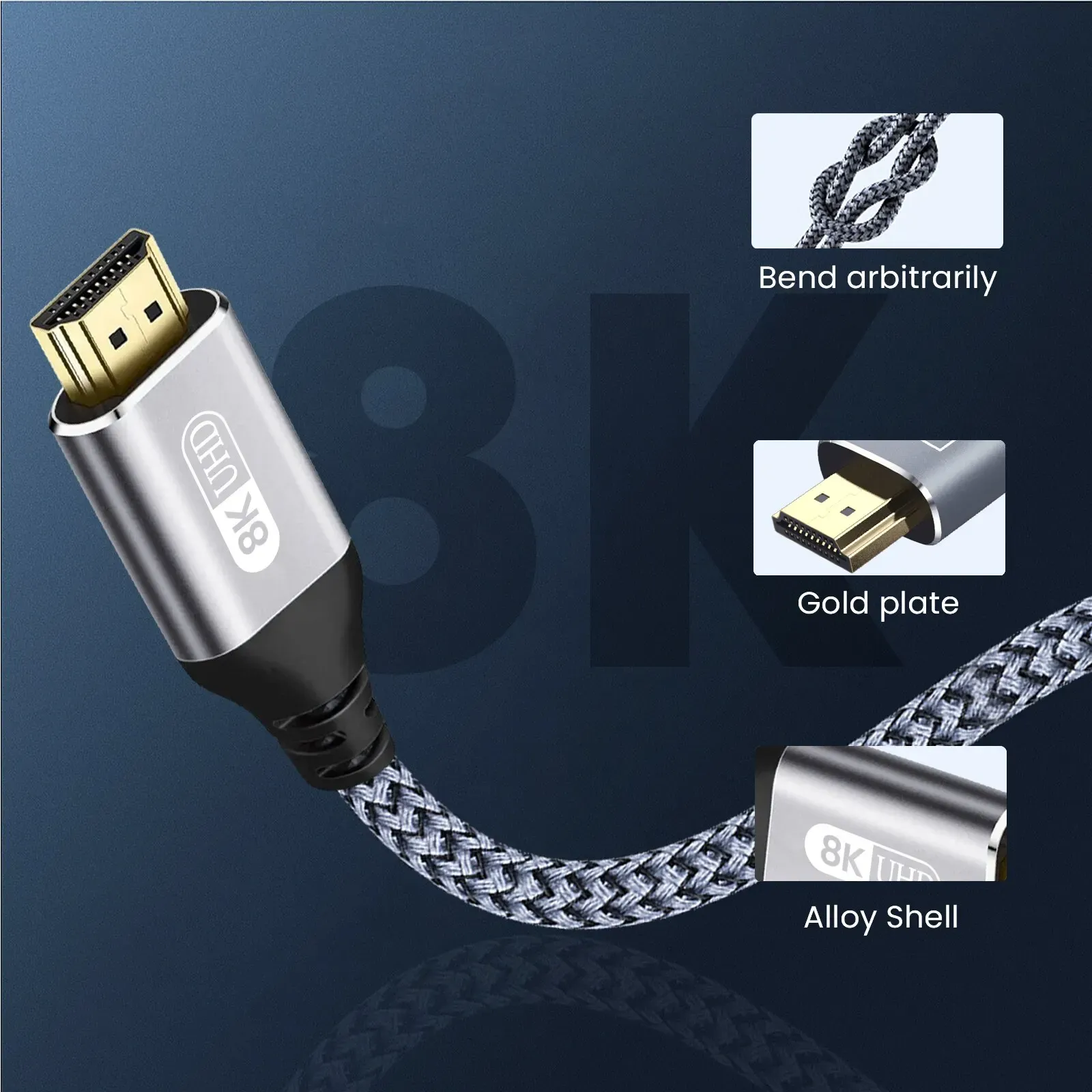 Câble HDMI 2.1 Ultra Haute Vitesse NIERBO, 8K, 4K 120Hz, 48Gbps, HDR, HDCP 2